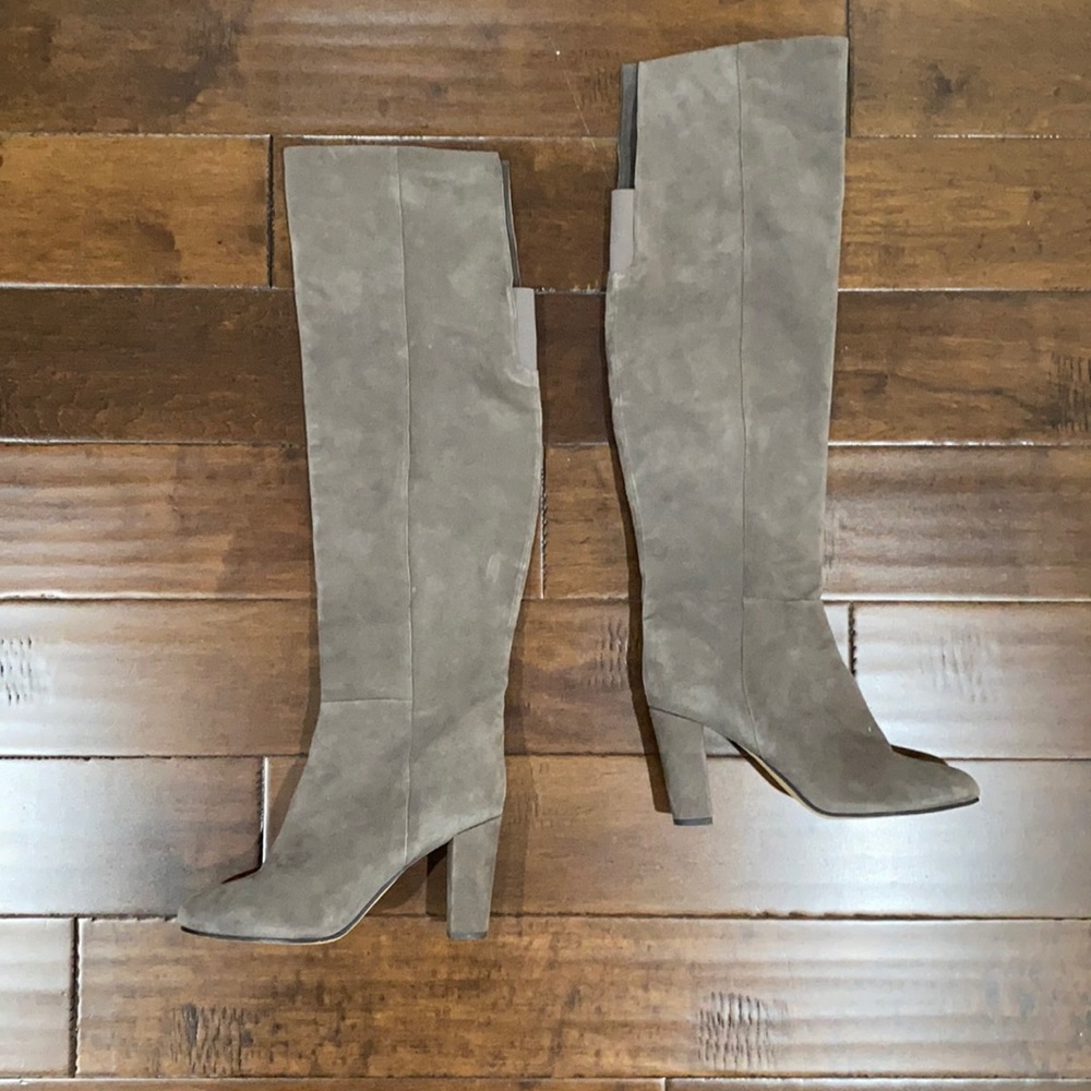 Halogen grey suede over the knee boots